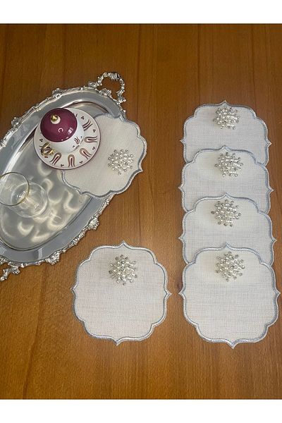 Smiling Home 6 τεμάχια λινό λινό Ασημί Χρώμα Κομψή περλέ κοκτέιλ παρουσίασης χαρτοπετσέτα