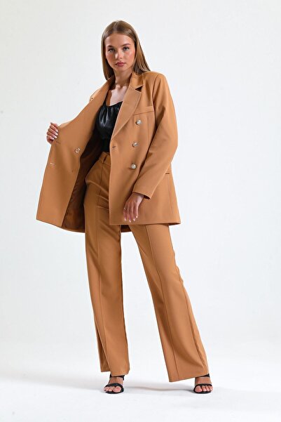 Sense Hürrem Fabric Lined Oversize Blazer - Ckt34236 Camel