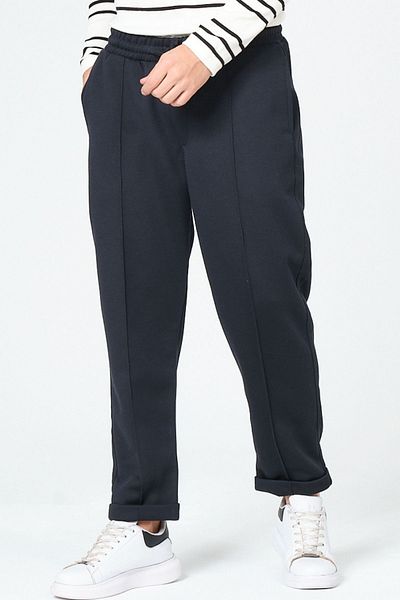 RELAXL Navy Blue Men's Baggy Pants - 4 Seasons, Elastic Waist, Double Leg, Solid Fabric