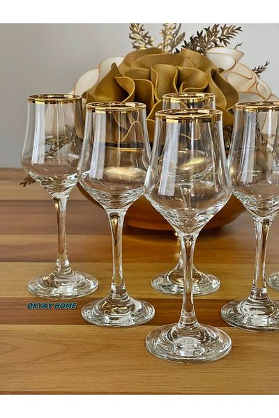 Paşabahçe Genuine Gilded Coffee Water Soft Drink Cup for 6 People - Luxury Dowry Gift