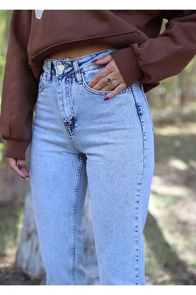 SHEVEGA Ice Blue 90-es évek magas derekú Lycra Snow Wash Mom Jean Jeans nadrág