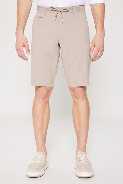 AC&Co / Altınyıldız Classics Pantaloni scurți maro slim fit Seersucker cu buzunare laterale pentru bărbați