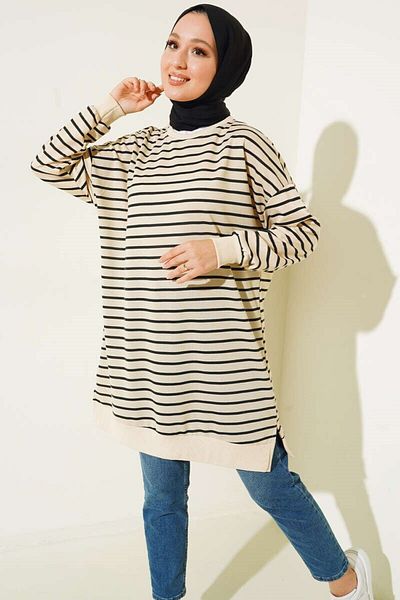 VEGAMOD Thin Horizontal Striped Women's Tessetto Tunic