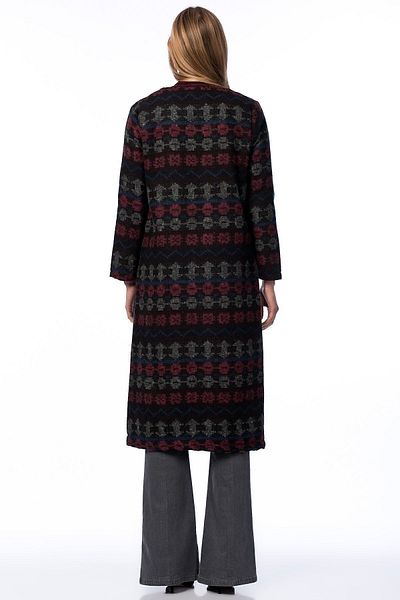 Sense Long Coat with Agraph on the Front| Hrk13645 Coral Blue Rug
