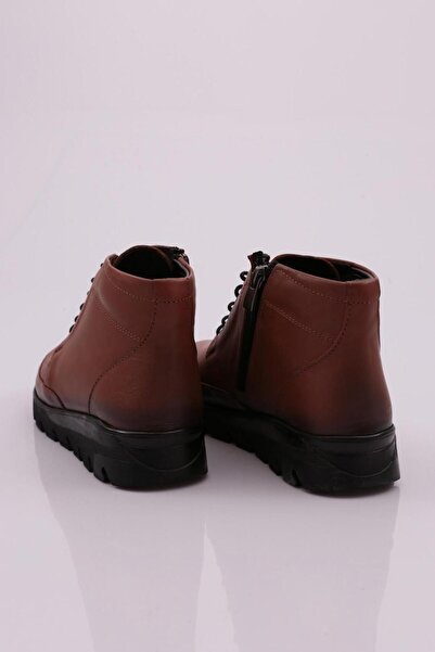 DGN Γυναικείες μπότες με φερμουάρ με λεπτομέρειες με κορδόνια καφέ γνήσιο δέρμα 31187103