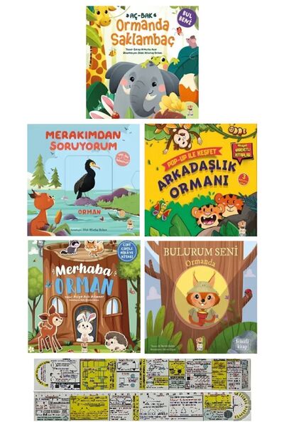 Sincap Kitap Orman Temalı Hareketli-Üç Boyutlu-Cırt Cırtlı 5 Kitap Set + Mate...