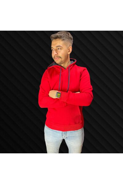 Bossisa 3 Thread Raised Compak Fabric Unisex Hooded Kangaroo Pocket Sweatshirt