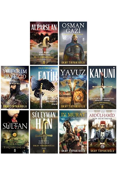 Timaş Yayınları Okay Tiryakioğlu Osmanlı Padişahları 10 Kitap Tarihi Roman Seti