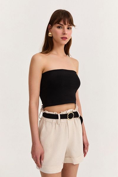 Quzu Crop Bustier with Cup and Inner Detail