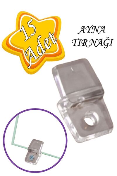 GLASWEN 15 Adet Ayna Tırnağı Cam Ayna Tutucu Plastik Şeffaf