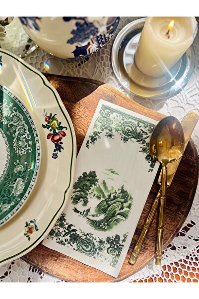 Antique Dream Green Burgenland Garson Katlama Sunum Peçetesi 16lı
