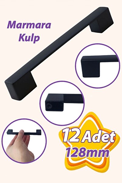 GLASWEN 12 قطعة من الأثاث المعدني الأسود - مقبض مرمرة 128 مم، مقبض درج وخزانة...