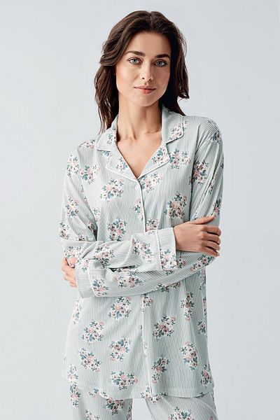 Artış Flexible Viscous Pajama Set - Long Sleeve and Patterned
