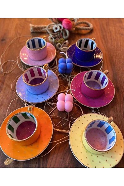 hediye Porcelain Coffee Cup Set for 6 People