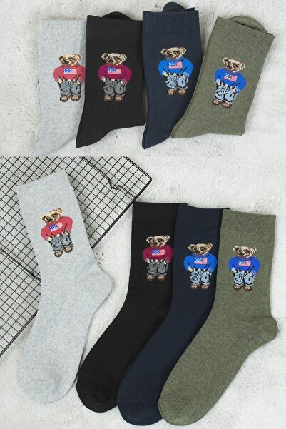 BGK Unisex 4-pack Teddy Bear Socks