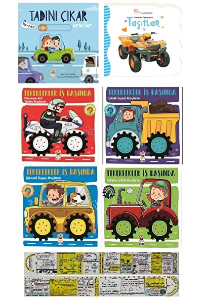 Sincap Kitap Okul Öncesi Hareketli Tekerlekli Araçlar Kitaplar 6'lı Set + Mat...