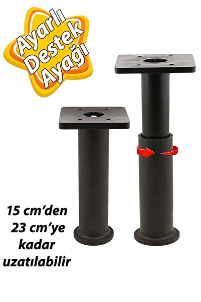 GLASWEN Modül Ayarlanabilir Destek Ayağı 15 X 23 Cm Siyah Ayak Mobilya Kanepe...