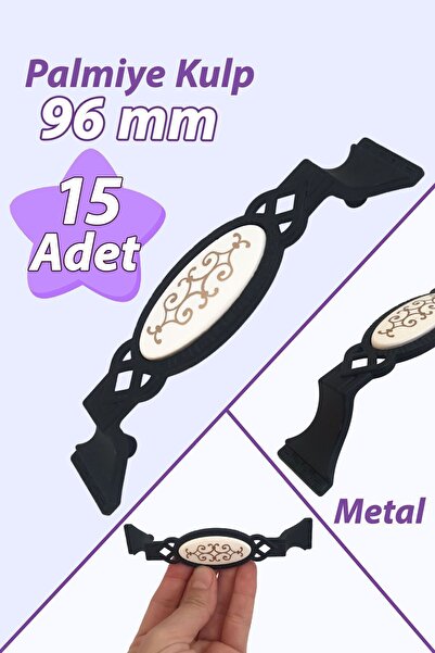 GLASWEN Mâner negru Palmiye - 15 bucăți 96 mm Mobilier dulap de bucătărie ser...