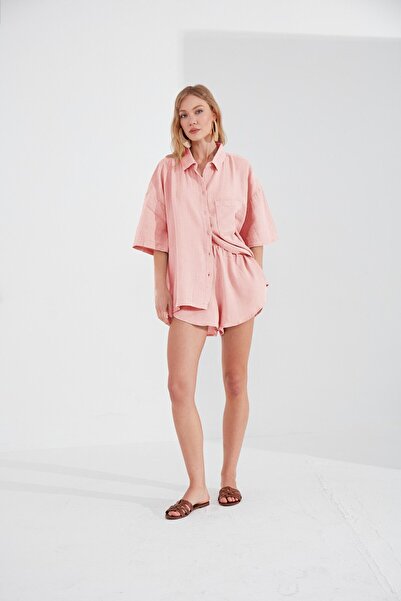 EDITION WOMAN Gül Kurusu Müslin Kadın Rahat Kesim Şort | Ek1007205-7205