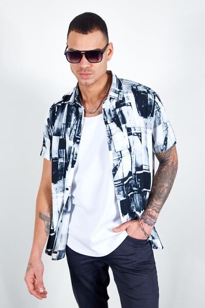 Manche Cămașă pentru bărbați - guler negru, Mes 117142 -01