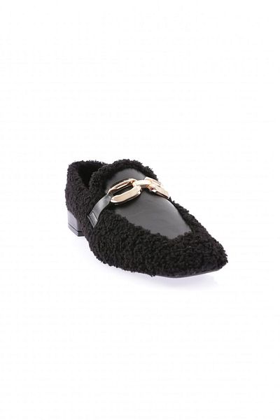 DGN 5270-424 Pantofi Oxford pentru damă, cu cataramă metalică, de pluș