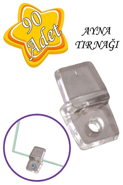 GLASWEN 90 Adet  Ayna Tırnağı Cam Ayna Tutucu Plastik Şeffaf