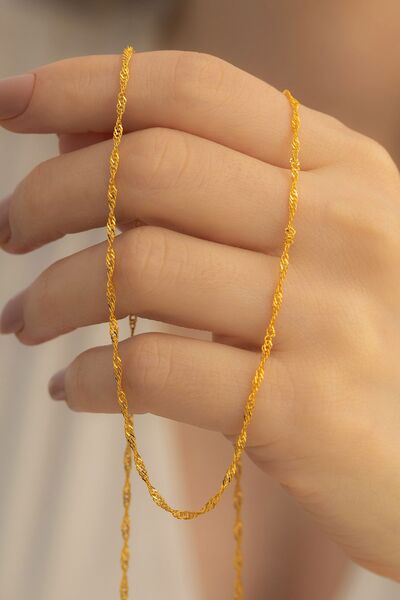 OSMANLI GÜMÜŞ Kadın Gümüş Kolye - 2mm 925 Ayar Gümüş Altın Kaplama Singapur M...