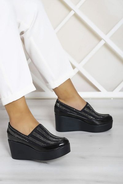 Erkan Saçmacı Roxana Black Vegan Stone Stretch Pantofi cu toc