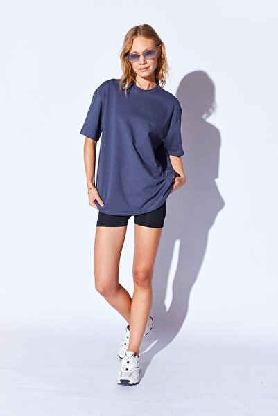 EDITION WOMAN Χοντρό και απαλό Unisex Oversize T-shirt με λεπτομέρεια έγχυσης - 100% βαμβάκι