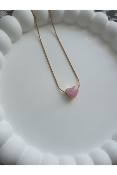 BS JEWELRY Steel Necklace with Pink Heart