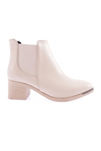 DGN Women's Blunt Toe Side Elastic Heeled Ankle Boots Ice 1642525