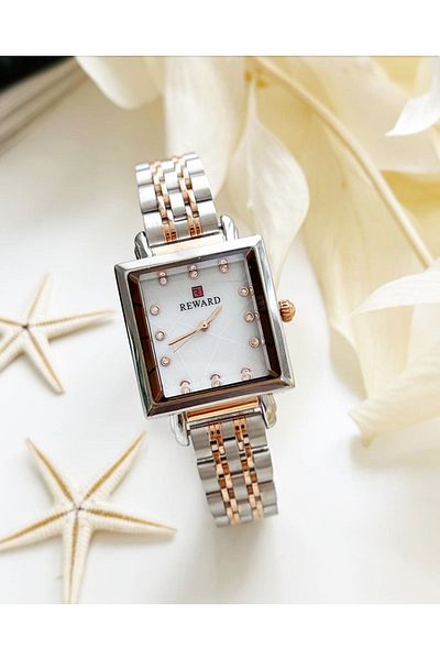 Reward Rose Silver Square Case Women's Wristwatch