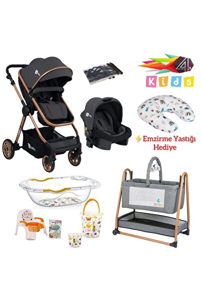 4KİDS Bebek Çeyiz Seti Travel Sistem Çift Yönlü Bebek Arabası Sallanır Anne Y...