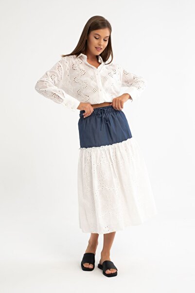 Qaju Жіноча спідниця з джинсовими деталями - Еластичний пояс, 100% бавовна