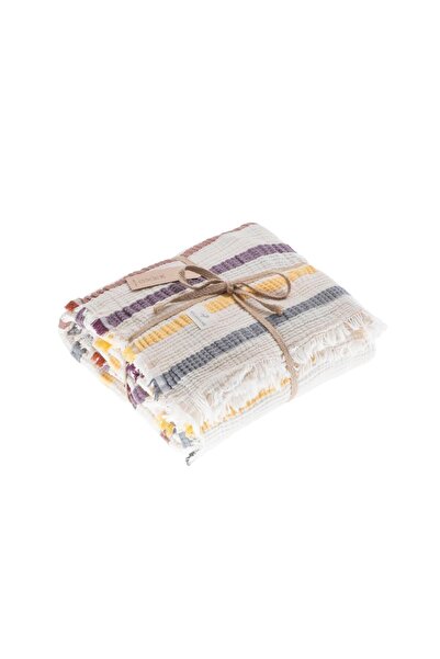 MYLASA HOME Müslin 4 Katlı Çizgili Yatak Örtüsü Çift Kişilik 220x240cm