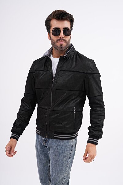 Metins Leather Erkek Çift Taraflı Özel Baskılı Süed Deri Mont 9156Tiger