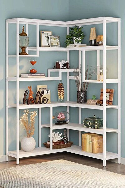 TOLIAHOME 9 Katlı Metal Köşe Kitaplık Aksesuar Rafı Çok Amaçlı Raf