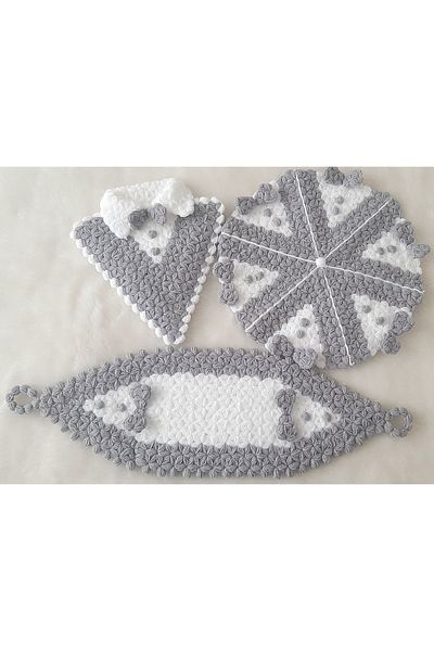 Örgü lif Hand Knitted 3-Piece Groom Suit Washcloth Dowry