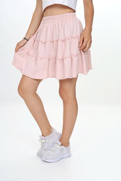 HayKids Fata - Fusta Mini Plisata din Tesatura Bürümcük
