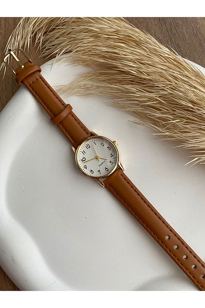 QUARTZ Rubsey Minimal Vintage Women Wristwatch Retro Leather Band 1 Pcs