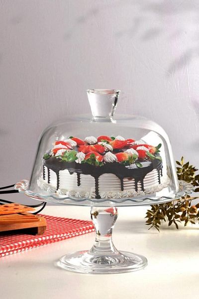 Paşabahçe 96952 Patisserie Footed Cake Jar Serving Plate with Lid
