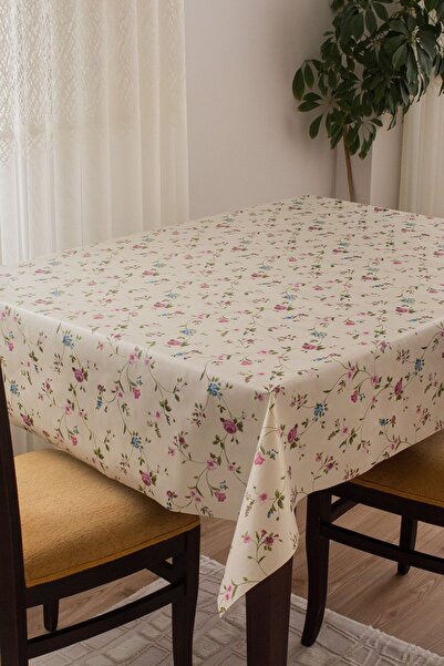 decorekor Barış Home Collection Astarlı Silinebilir Hijyenik Çiçek Desenli Muşamba Pvc Masa Örtüsü 672-3