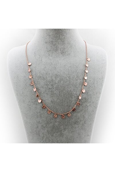 SUNSHINE 925 Ayar Rose Kaplamalı Dövme Pullu Gümüş Kolye