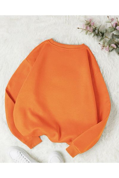 MOONBULL Unisex oranžová oversize mikina Bronklyn s potiskem
