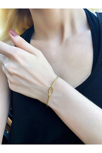 SUNSHINE 925 Ayar Gold Kaplamalı Aşk Düğümü Gümüş Bileklik