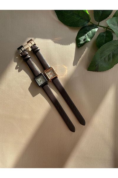 QUARTZ Rubsey Retro Minimal Leather Band Women's Wrist Watch