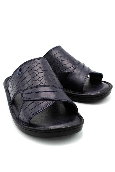 sermoda Γνήσιο πραγματικό δέρμα Ανδρικές παντόφλες Ελαφριές Παντόφλες Δερμάτινες 3d Navy Blue