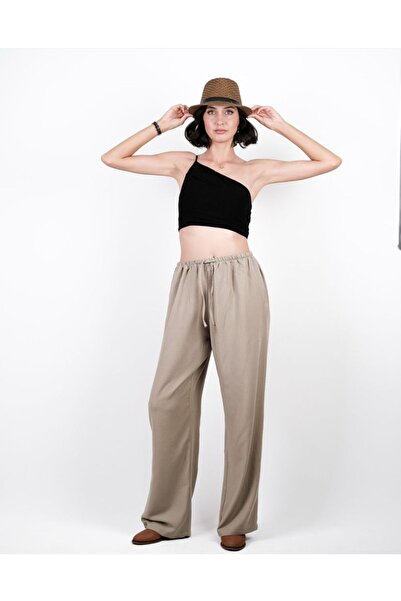 feminen Λινό παντελόνι Scuti - Χρώμα Mink