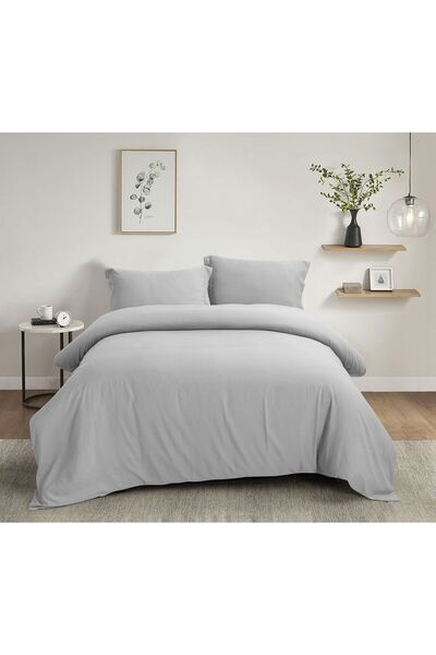 LİNDOA Gray Single Elastic Duvet Cover Set - 90X190