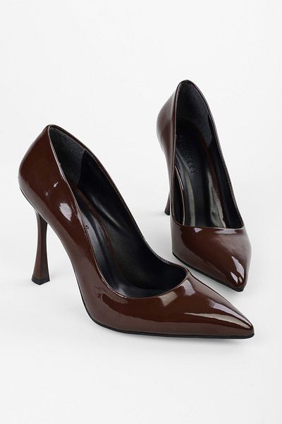 Shoeberry Bitter Brown Patent Leather Women's Stiletto - Mags